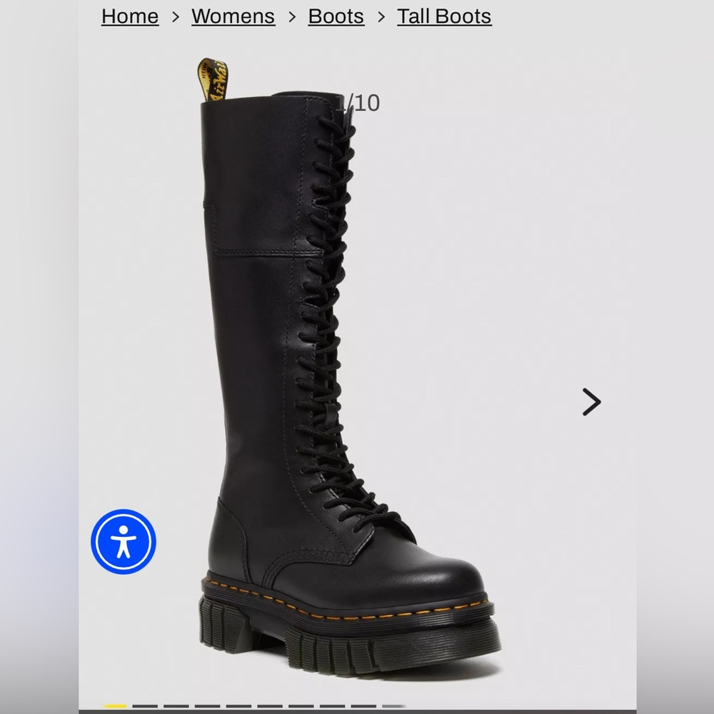AUDRICK 20-EYE LEATHER KNEE HIGH PLATFORM BOOTS size 10